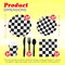 4E's Novelty 24 Pcs Checkered Party Supplies and Accessories like Checkered Flag Plates, Checkered Paper Cups, Checkered Flag Napkins, Cutlery - Race Car Party Plates For Different Special Occasions